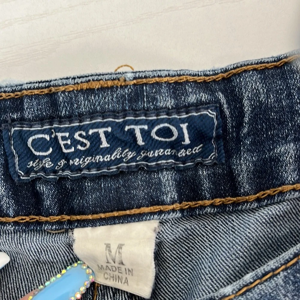 Cest TOI Women's Jean Shorts Dark Wash Siz M - Picture 6 of 9